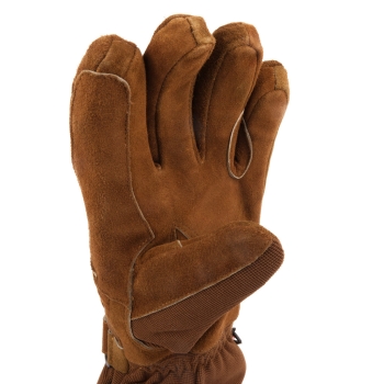 Double sided heated gloves for hang glider "Dual Heat Glider" with push heating control made of brown goat leather