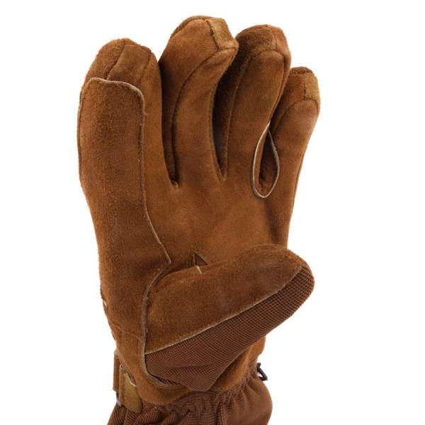 heated glove "Dual Heat Rider" in brown goatskin and with push heating control