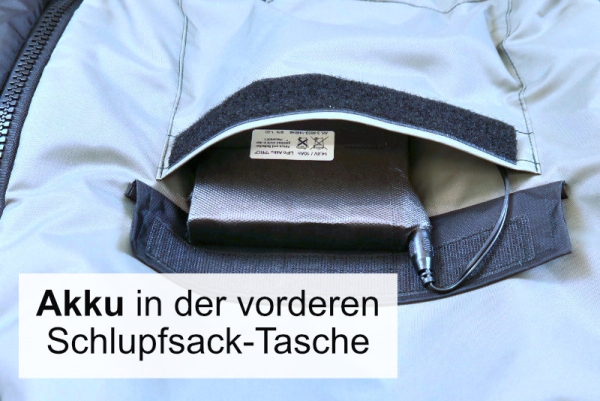 Heizteufel Akku in der Akku Schlupfsack-Tasche