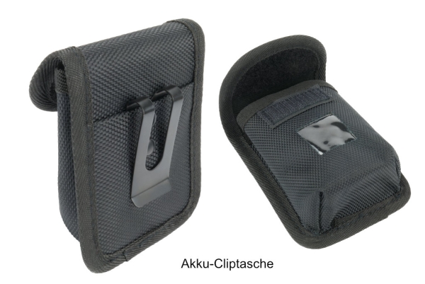 Akku-Cliptasche vorne und hinten