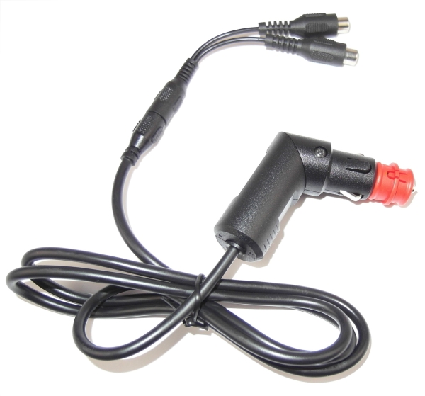 12/24V Rotatable car electrical plug (12mm/21mm) with connecting cable and connector for 2 heating products, 25% heating power.