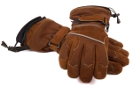 Double Sided Heated Glove "DH Rider" in Brown Goatskin and With Push Heating Control
